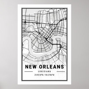 Affiche New Orleans Louisiane USA Cities Travel City Plan