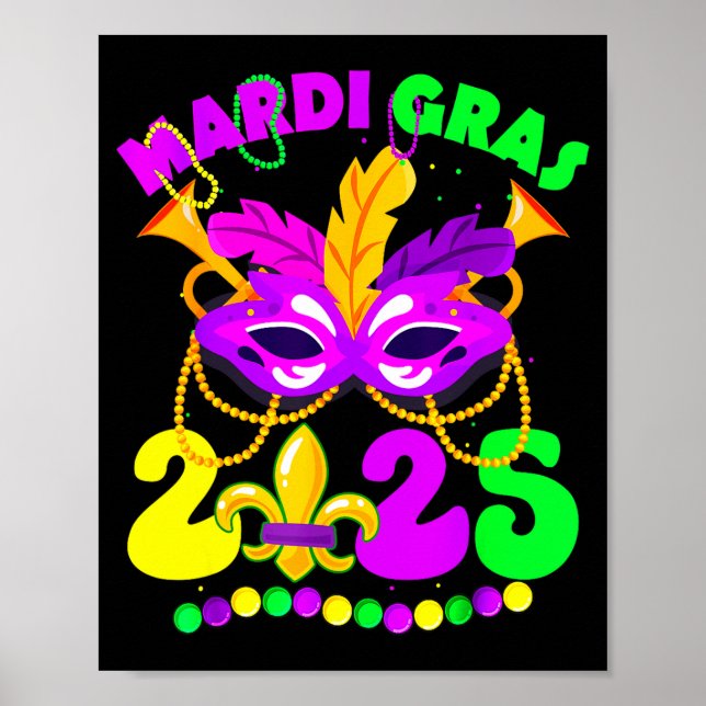 Affiche New Orleans Mardi Gras 2025 Funny Fleur De Lis New (Devant)