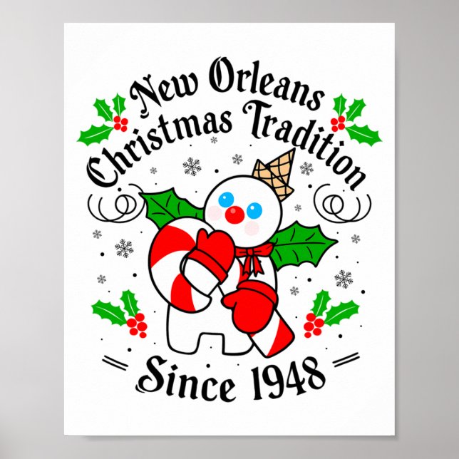 Affiche New Orleans Mr Bingle Christmas Tradition Snowman  (Devant)