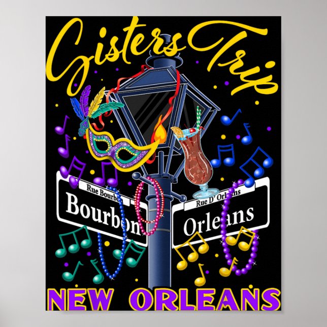 Affiche New Orleans Sisters Trip Nola Girls Trip Vacay  (Devant)