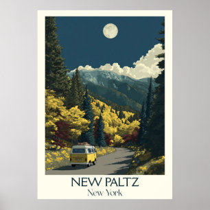 Affiche New Paltz New York Vintage Mountain Road Art
