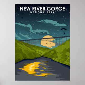 Affiche New River Gorge National Park Vintage Travel Art