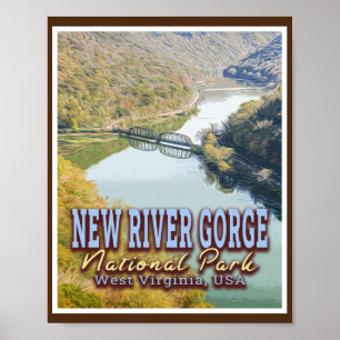 AFFICHE NEW RIVER GORGE NATIONAL PARK - WEST VIRGINIA USA