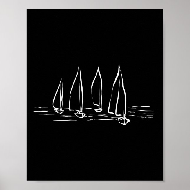Affiche New Sailboats On Open Water Nautical Sailing Boati (Devant)