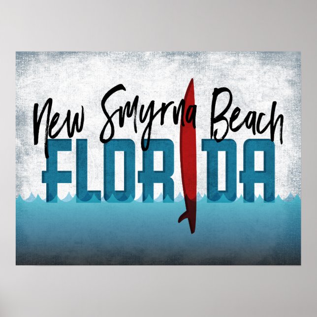 Affiche New Smyrna Beach Floride Surfboard Surfboard (Devant)