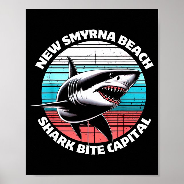 Affiche New Smyrna Beach_ Shark Bite Catal Graphic  (Devant)