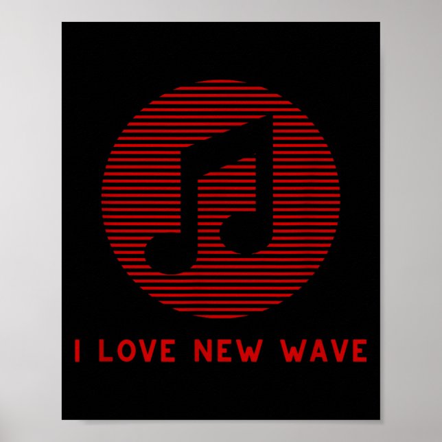 Affiche New Wave Music Red And Black Funny 70's 80's Music (Devant)