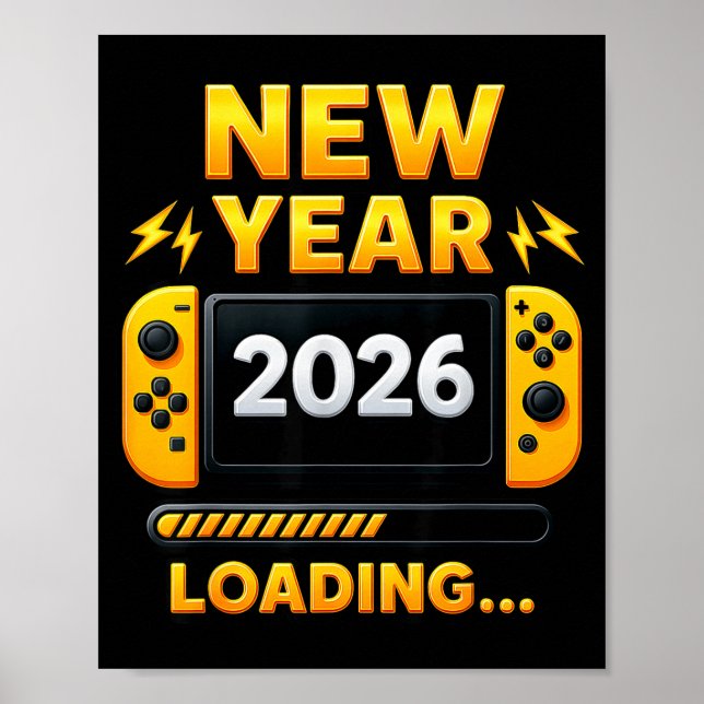 Affiche New Year 2026 Loading Gaming Controller New Years  (Devant)