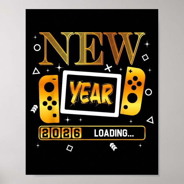 Affiche New Year 2026 Loading Gaming Controller New Years  (Devant)