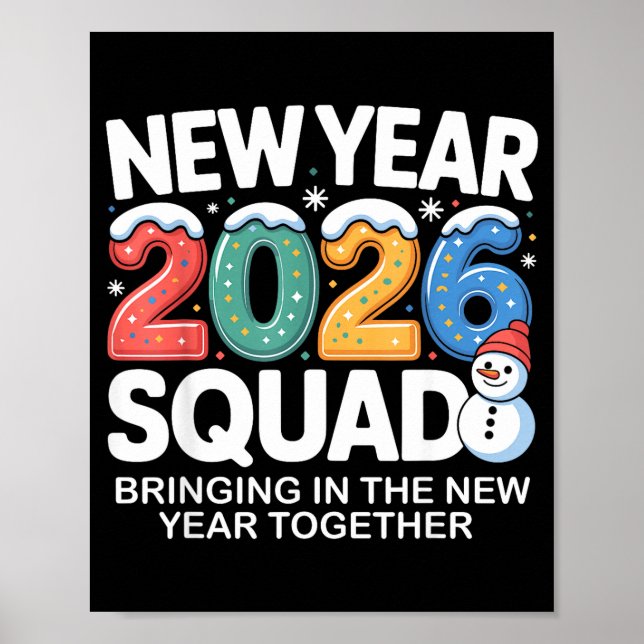 Affiche New Year 2026 Squad Funny Snowman Holiday Celebrat (Devant)