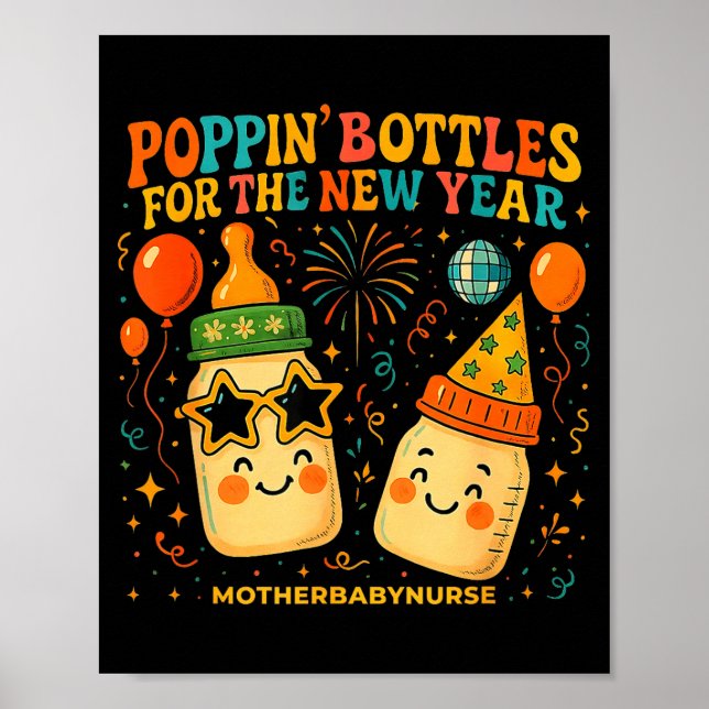 Affiche New Year Celebration Pn Bottles Mother Baby Nicu N (Devant)
