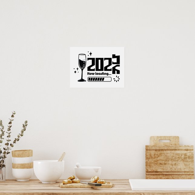 Affiche New Year Loading 2026 – Minimal Gamer Design (Cuisine)
