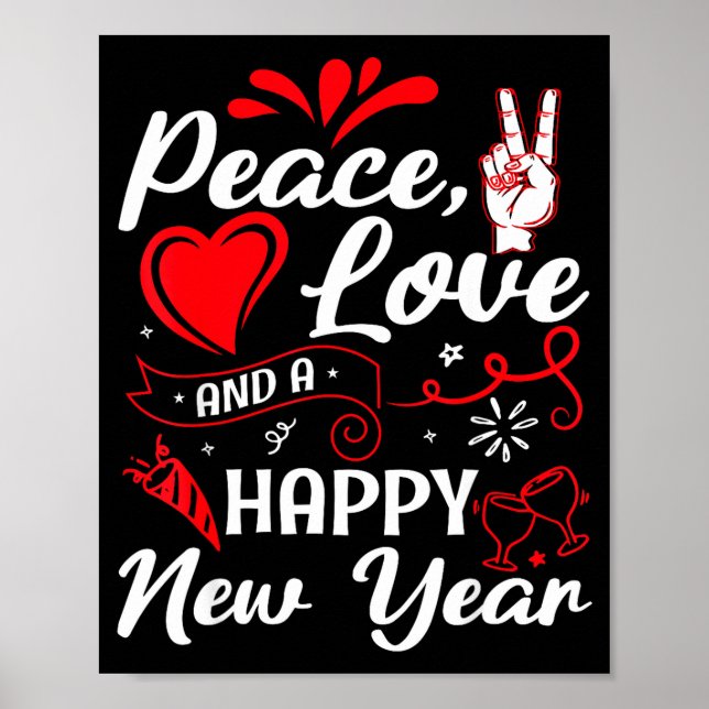 Affiche New Year Wishes, Peace, Love, Happy New Year, New  (Devant)
