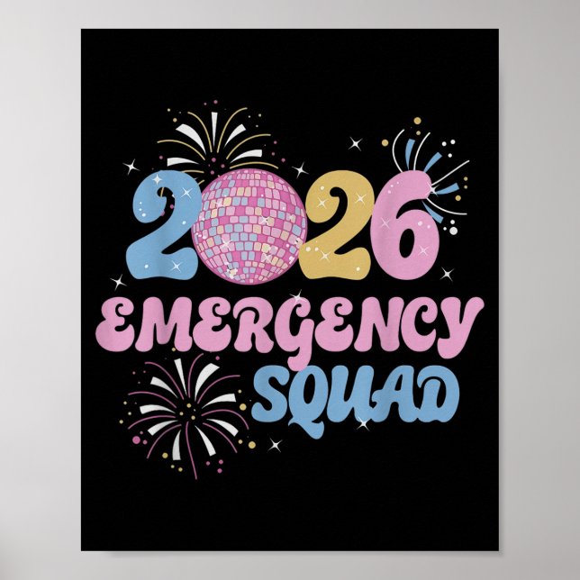 Affiche New Years 2026 Eve Emergency Squad Disco Ball Fire (Devant)