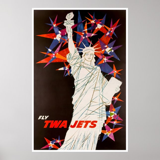 Affiche New York Art Statue Of Liberty Print TWA Travel (Devant)