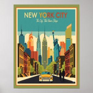 Affiche New York au milieu du siècle rétro