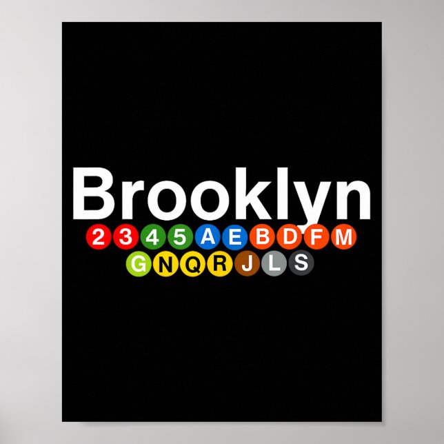 Affiche New York Brooklyn Subway Station Signs, Train Sign (Devant)