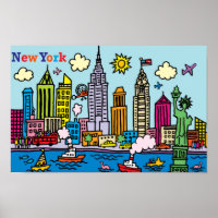 New York Cartoon Visite Les Bâtiments