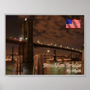Affiche New York City - Brooclyn Bridge by Night - USA -