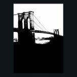Affiche New York City Brooklyn Bridge Silhouette Pop Art<br><div class="desc">Black & White Artitic New York City Night Image numérique - États-Unis des principales villes d'Amérique</div>