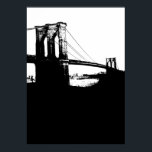 Affiche New York City Brooklyn Bridge Silhouette Pop Art<br><div class="desc">Black & White Artitic New York City Night Image numérique - États-Unis des principales villes d'Amérique</div>
