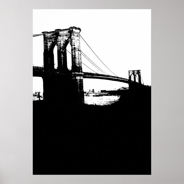 Affiche New York City Brooklyn Bridge Silhouette Pop Art (Devant)