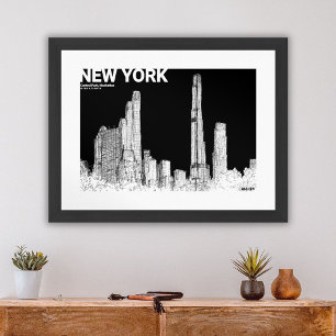 Affiche New York City Centre Park Skyline Travel Sketch