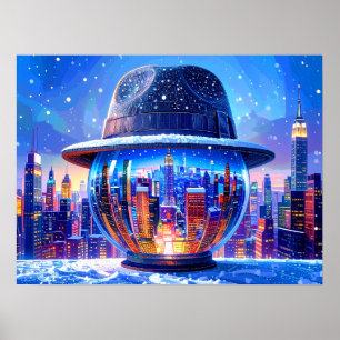 Affiche New York City Cool dans un globe de neige avec cha