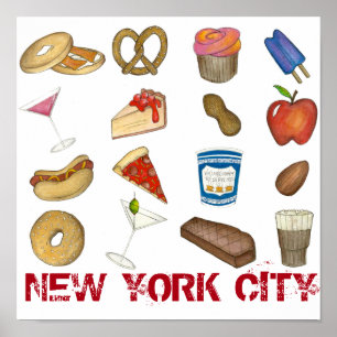 Affiche New York City Foodie NYC Foods Tourist Food Print
