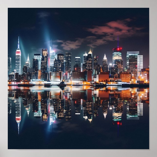 Affiche New York City Night Skyline (Devant)