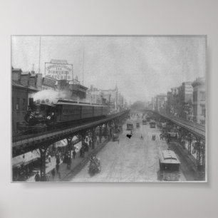 Affiche New York City NY a élevé le train ferroviaire