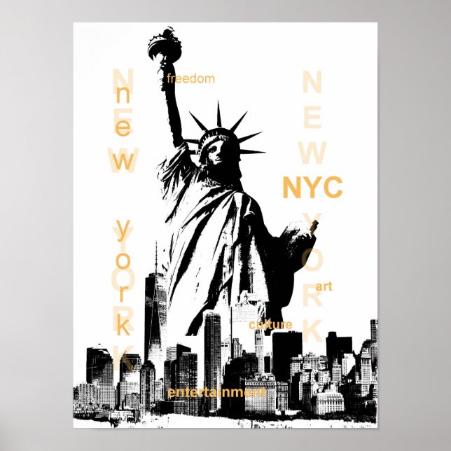 Affiche new york city nyc statue de la liberté pop art (Devant)