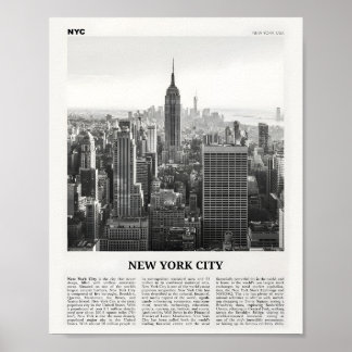 Affiche New York City Print Black and White Skyline
