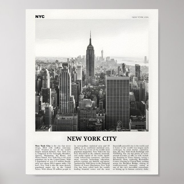 Affiche New York City Print Black and White Skyline (Devant)