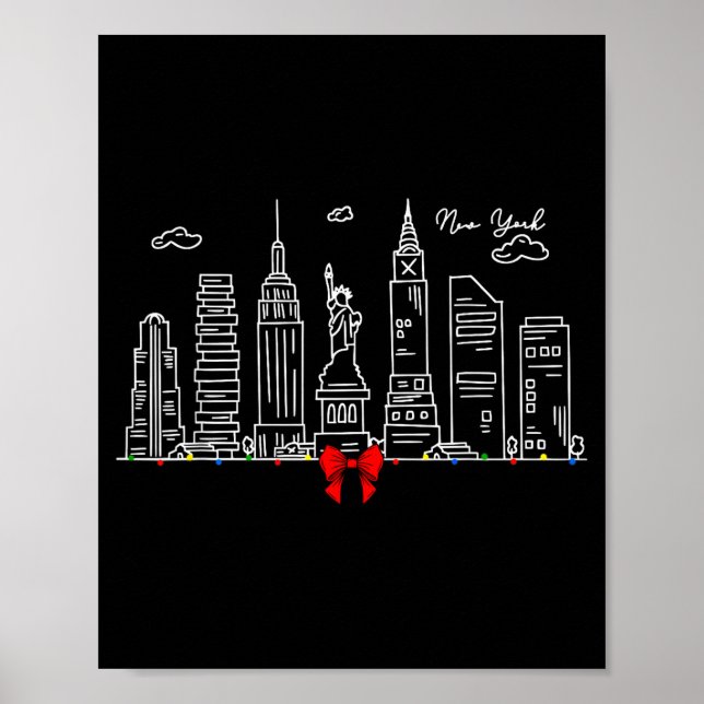 Affiche New York City Skyline Christmas Lights Nyc New Yor (Devant)