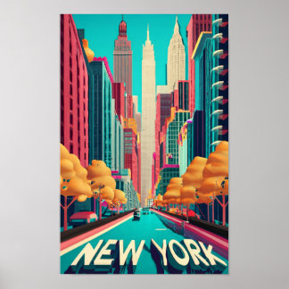 Affiche New York City, Villes du Monde, style Vintage