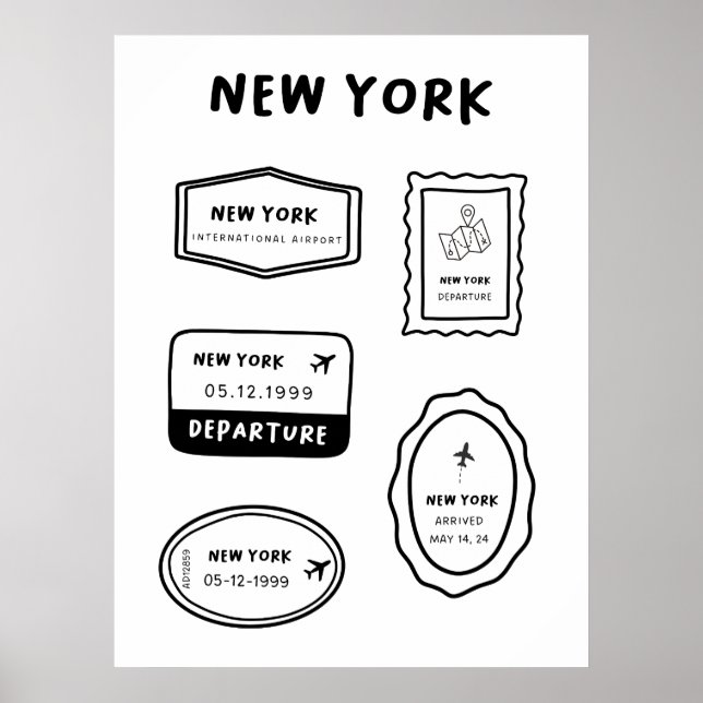 Affiche New York - Collection Timbres de Voyage | Minimali (Devant)