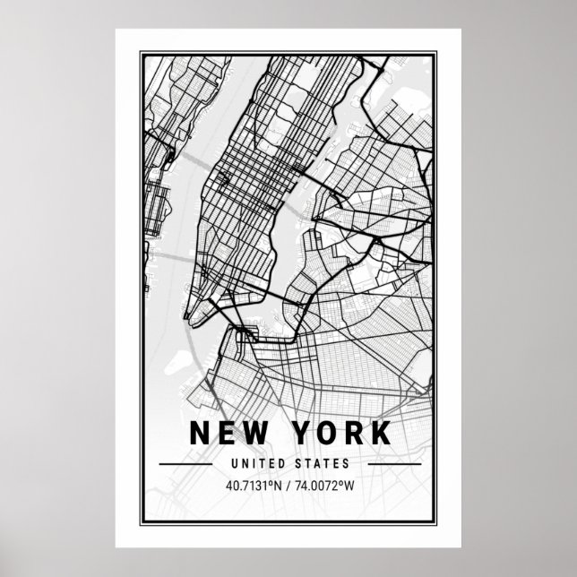 Affiche New York États-Unis Villes Voyage USA City Carte (Devant)