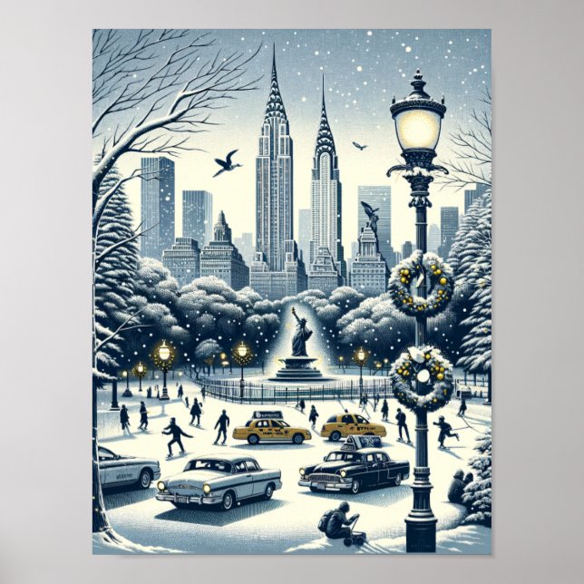 Affiche New York Holiday Elegance - Noël personnalisable (Devant)