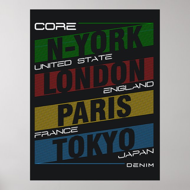 Affiche New York, Londres, Paris, Tokyo (Devant)