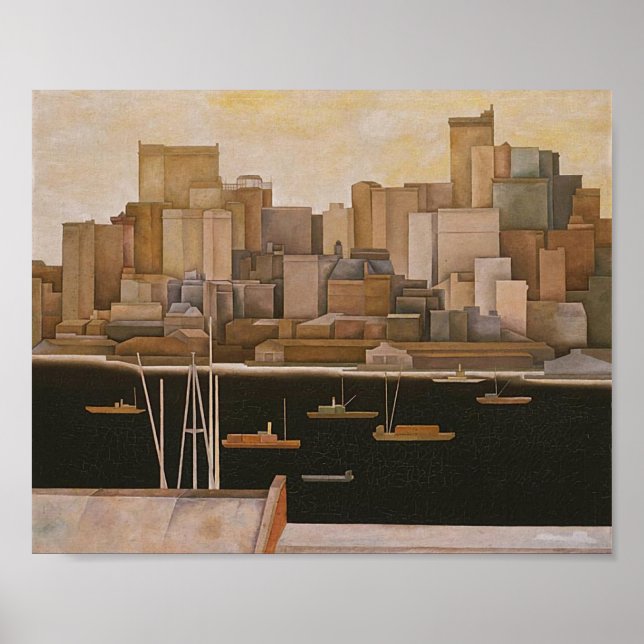 Affiche New York, Lower Manhattan par Stefan Hirsch, 1920 (Devant)