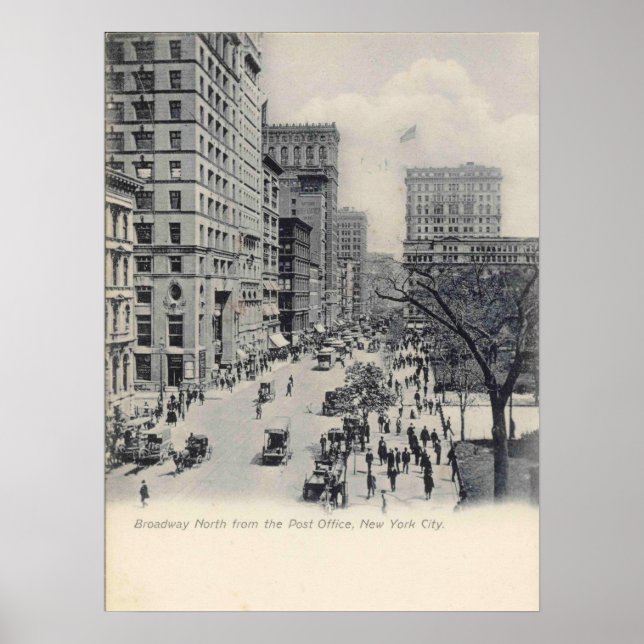 Affiche New York, NY, Manhattan, Broadway, Vintage (Devant)