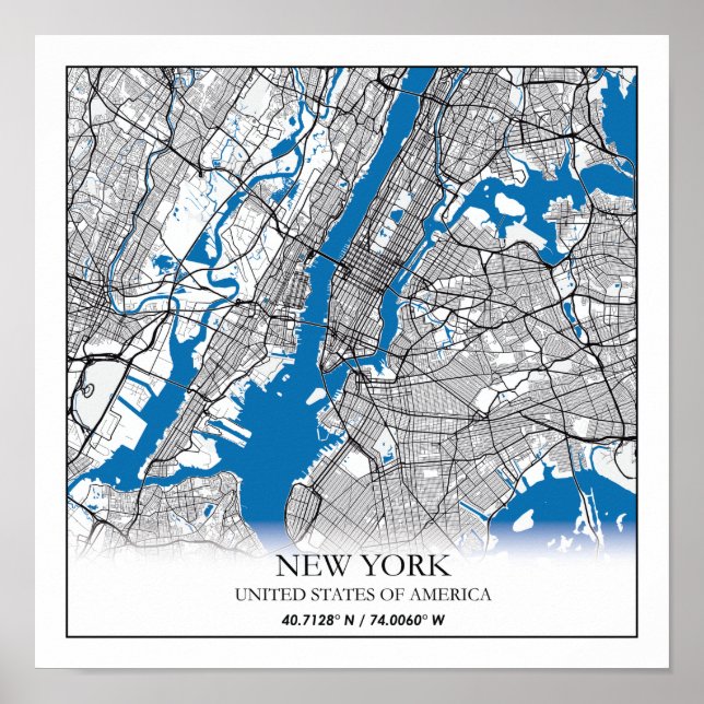 Affiche New York NY USA Travel City Map (Devant)