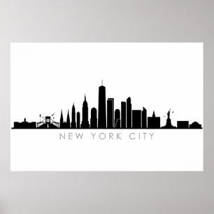 Affiche NEW YORK NYC Manhatten USA City Skyline Silhouette