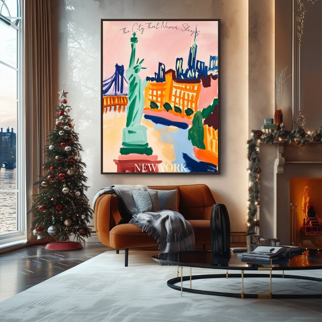 Affiche New York Skyline et la liberté dans Fauvist Artist (Créateur téléchargé)