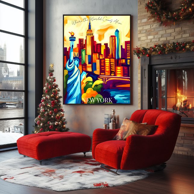 Affiche New York Skyline et Statue de la Liberté dans un s (Créateur téléchargé)