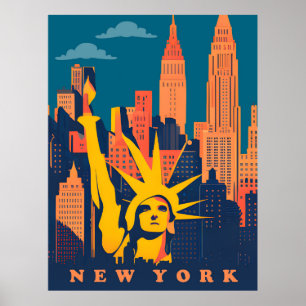 Affiche New York, Statue De La Liberté, Voyage
