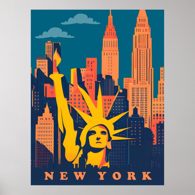 Affiche New York, Statue De La Liberté, Voyage (Devant)