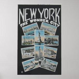 Affiche New York The Wonder City, Vintage
