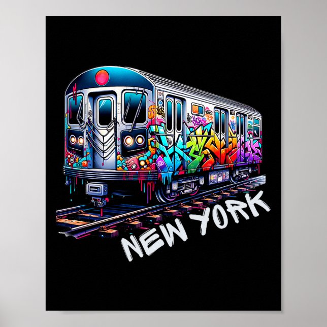 Affiche New York Train Graffiti Style, Nyc Subway Car Retr (Devant)